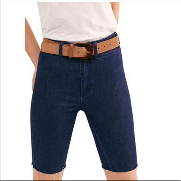 NWT/NWOT Free People So Chic Denim Biker Shorts - Picture 4 of 12